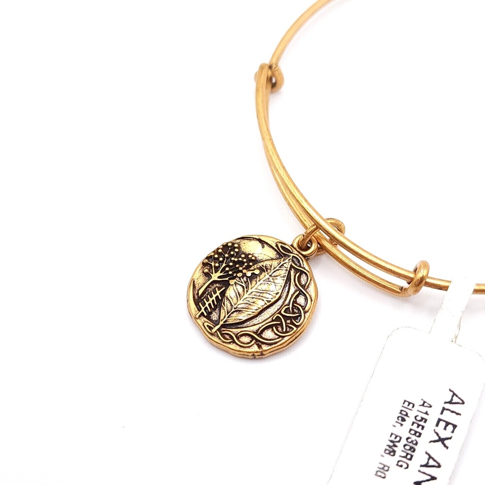 Alex & Ani Elder Charm Bracelet Women's Rafaelian Gold Expandable Bangle USA - Picture 6 of 8